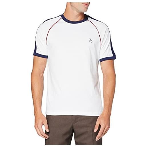 ORIGINAL PENGUIN raglan sleeve logo t-shirt, bianco brillante, 118, s uomo