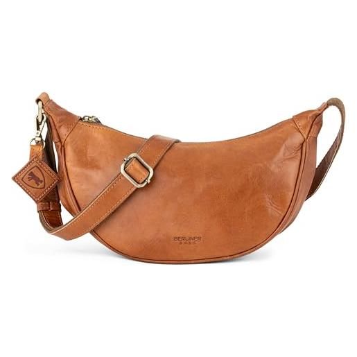 Berliner Bags borsa donna luna in pelle, borsa a mezzaluna moon bag, tracolla a spalla compatta - nero