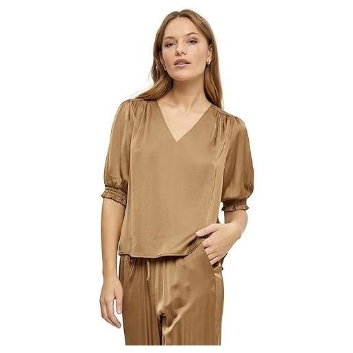 Minus selva v-neck puff half sleeve blouse donna, marrone (5944 ermine brown), 36