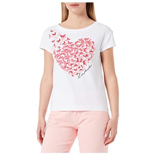 Love Moschino t-shirt with butterfly heart print, bianco, 46 donna