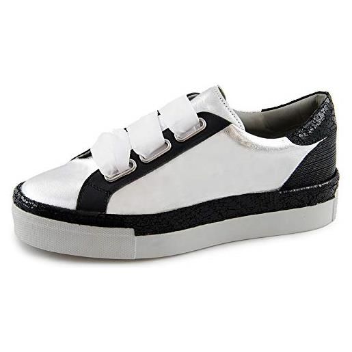 Marc Shoes verena, scarpe da ginnastica basse donna, grigio (laminato-nappa silver-black 00751), 36 eu