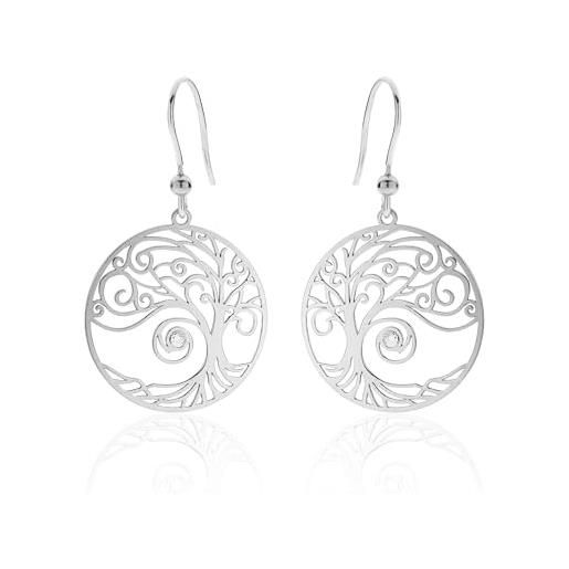 Aka Gioielli® - orecchini pendenti albero della vita in argento 925 rodiato con cristallo swarovski per donna e ragazza