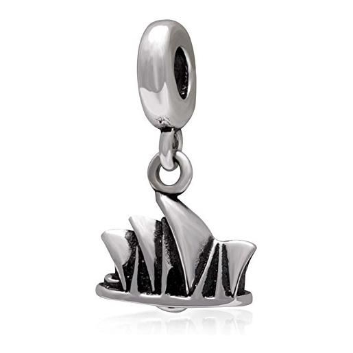 YiRong Jewelry sydney opera house charm in argento sterling 925 con ciondolo a forma di cuore in argento sterling 925, per braccialetti pandora (sydney opera house)