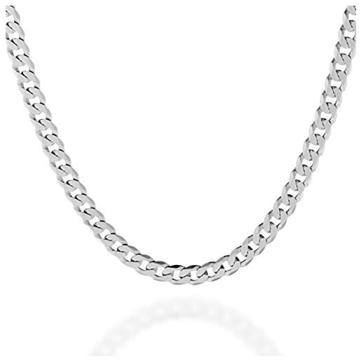 QUADRI - elegante collana in argento 925 catena 7 mm modello cubano diamantata idea regalo per uomo donna - lunghezza 61 cm - certificata made in italy. 