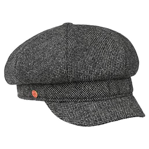 MAYSER berretto newsboy coco tweed donna - made in the eu cappellino da cappello baker boy con visiera, fodera, fodera autunno/inverno - s (55-56 cm) nero
