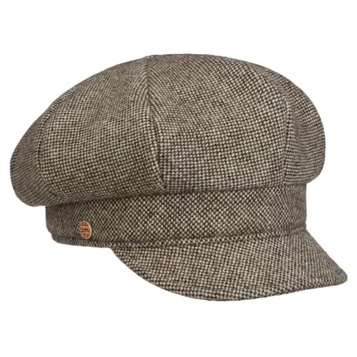 MAYSER berretto newsboy coco tweed donna - made in the eu cappellino da cappello baker boy con visiera, fodera, fodera inverno autunno/inverno - l (59-60 cm) beige