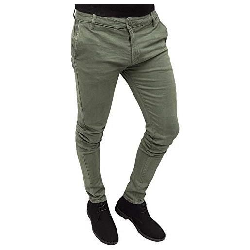 Evoga pantaloni uomo invernali verde militare casual in cotone (48)