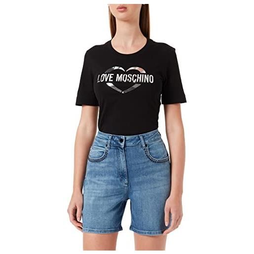 Love Moschino 5 pockets shorts with studs pantaloncini di jeans, denim, 46 da donna