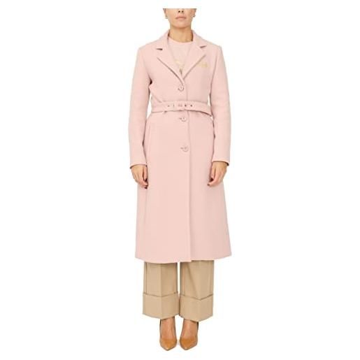 Love Moschino long belted and lined coat giaccone, rosa cipria, 54 donna