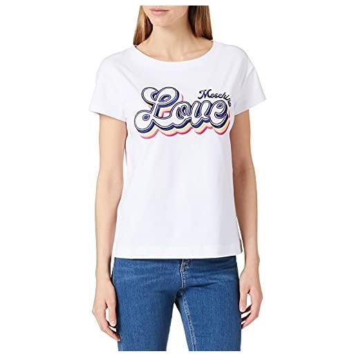 Love Moschino boxy fit t-shirt short-sleeves, personalised with maxi embroidery, optical white, 44 donna
