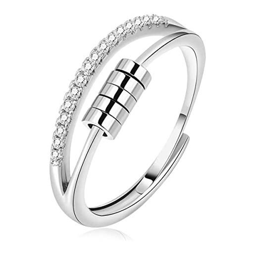 EUDORA Harmony Ball eudora anello antistress donna 925 argento sterling anelli fidget regolabili anti ansia anelli impilabili anello ragazze uomo spinner anelli