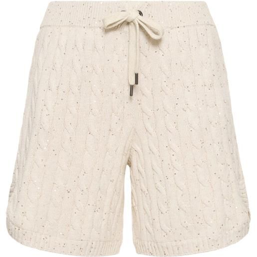 BRUNELLO CUCINELLI shorts in maglia di misto cotone a trecce