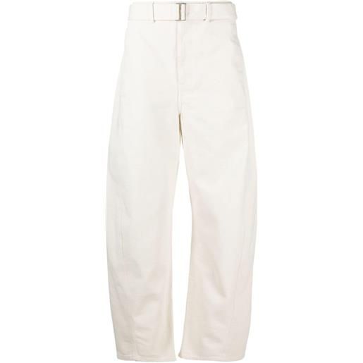 LEMAIRE pantaloni a gamba ampia con cintura - bianco