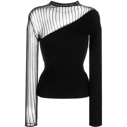 Patrizia Pepe maglione semi trasparente asimmetrico - nero