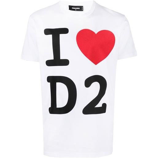 Dsquared2 t-shirt i love d2 cool con stampa - bianco
