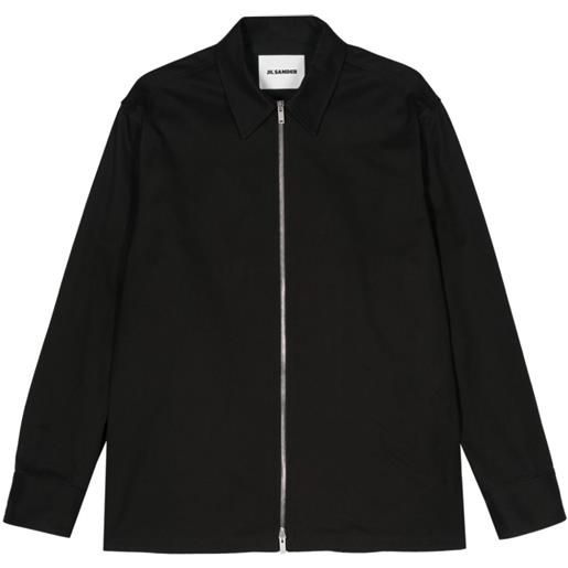 Jil Sander giacca-camicia con zip - nero