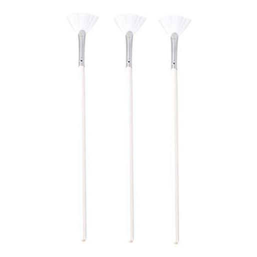 Lurrose 3pcs mask brushes manico lungo a forma di ventaglio maschera professionale per la cura della pelle pennelli fai da te