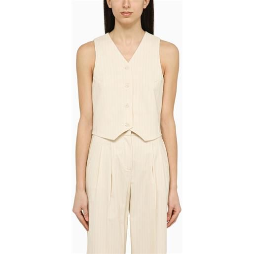 THE ANDAMANE gilet bianco gessato in misto lana