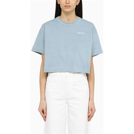 AUTRY t-shirt cropped azzurra in cotone