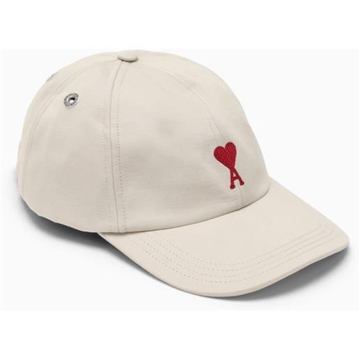 Ami Paris cappello da baseball bianco gesso con logo
