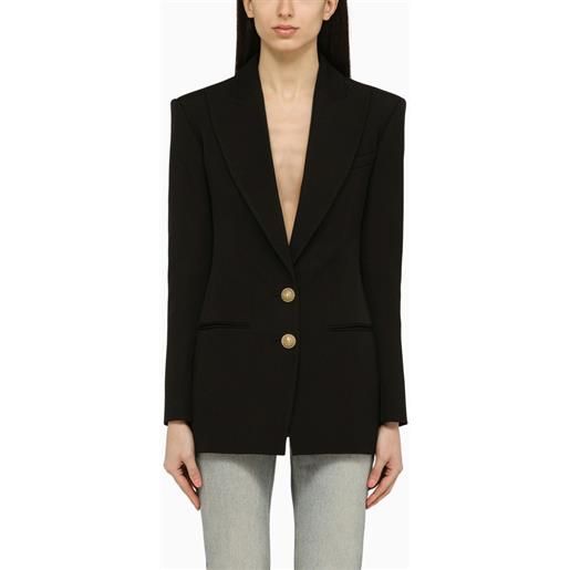 Balmain giacca monopetto nera in lana con bottoni gioiello