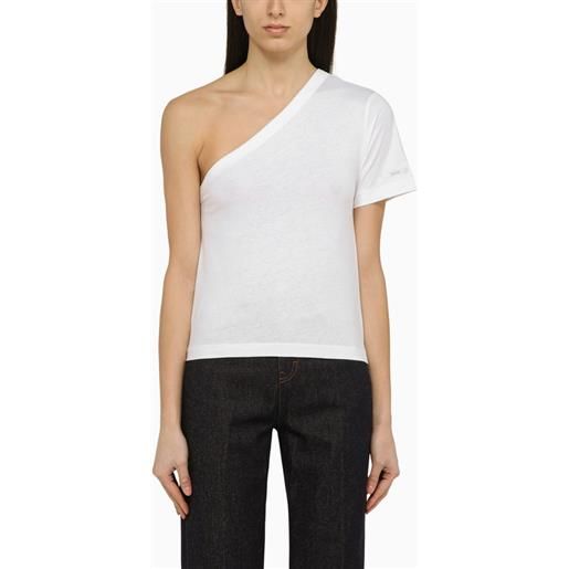 Calvin Klein t-shirt monospalla bianca in cotone