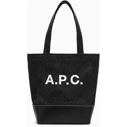 A.P.C. borsa tote piccola axel nera in cotone con logo