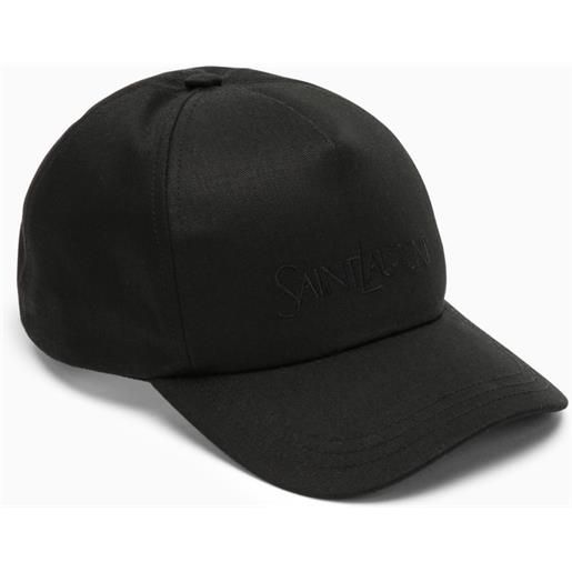 Saint Laurent cappello da baseball nero in misto lino