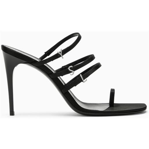 Saint Laurent sandalo nero in seta e pelle