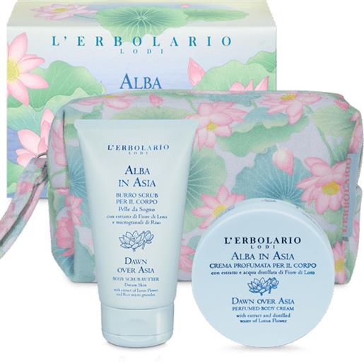 L'erbolario alba in asia beauty pochette pelle da sogno + 1 burro scrub 50ml + crema corpo 75ml