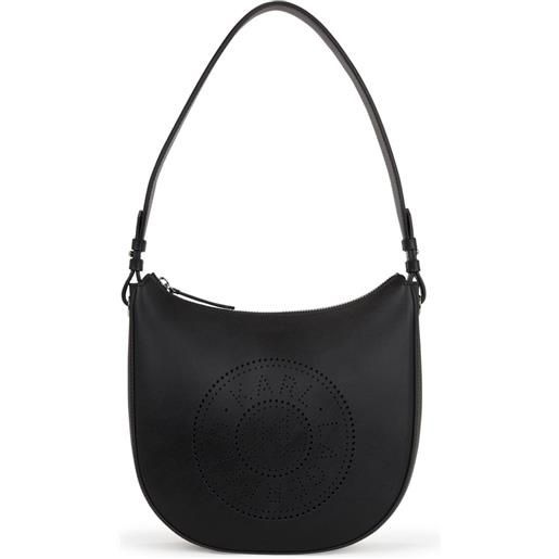 Karl Lagerfeld borsa a spalla k/circle con logo traforato - nero