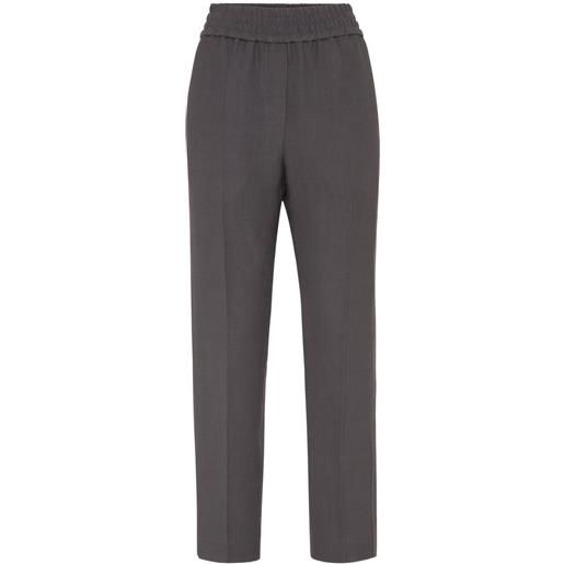 Brunello Cucinelli pantaloni crop a vita alta - grigio