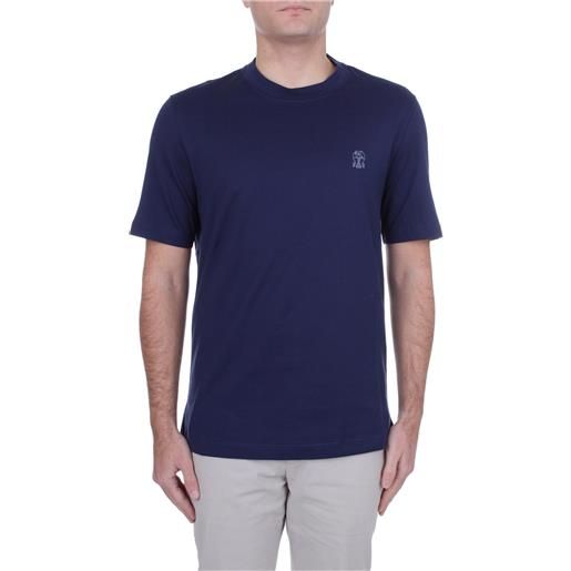 Brunello Cucinelli t-shirt manica corta uomo blu