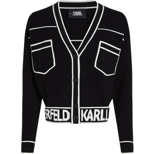 Karl Lagerfeld cardigan crop con logo - nero