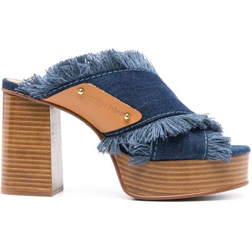 See by Chloé mules con frange 100mm - blu