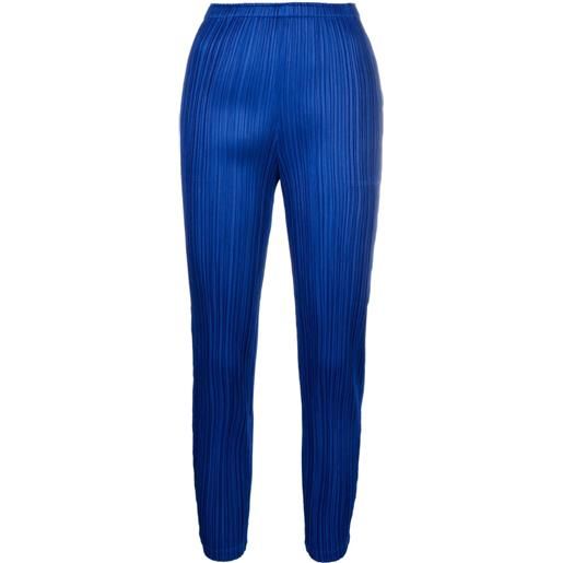 Pleats Please Issey Miyake pantaloni slim con effetto plissettato - blu