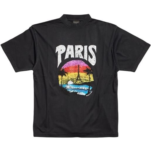 Balenciaga t-shirt con stampa paris tropical - nero