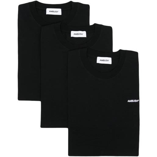AMBUSH set di 3 t-shirt tap shoe blanc - nero