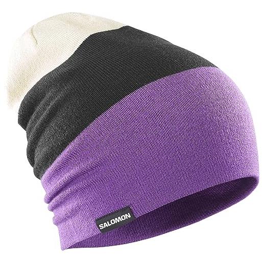 Salomon flatspin, berretto sci snowboard corsa escursionismo reversibile unisex, versatilità, stile, e ricco di caratteristiche, nero, taglia unica