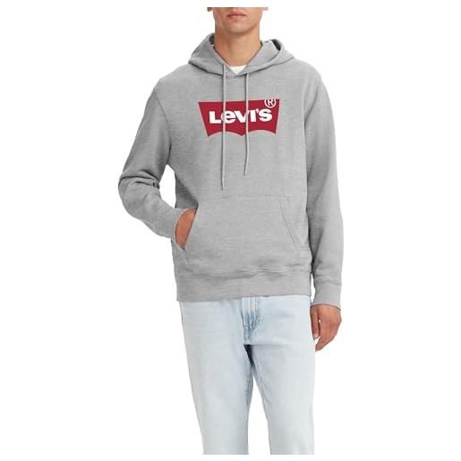 Levi's standard graphic sweatshirt, felpa con cappuccio uomo, logo two color heather gray, xl