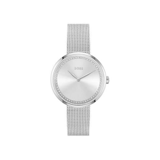 BOSS orologio analogico al quarzo da donna con cinturino in maglia metallica in acciaio inossidabile argentato - 1502546