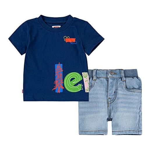 Levi's lvb doodle logo tee & short set bimbo, estate blue, 3 mesi