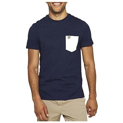 Lyle & Scott uomo t-shirt con tasca a contrasto blu navy/blanco xl