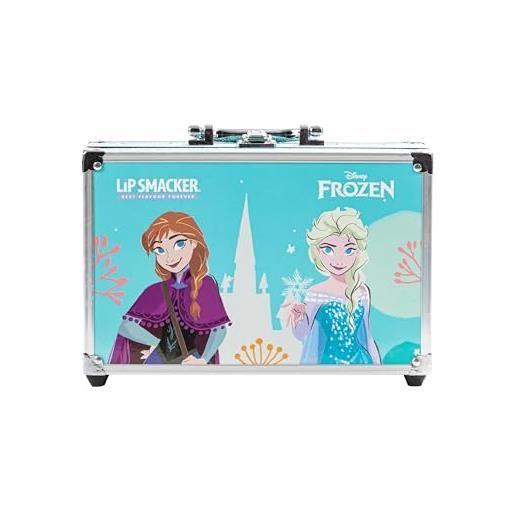 Lip Smacker frozen traincase, valigetta trucchi frozen per bambini, 40+ pezzi make-up per viso, labbra e unghie con accessori beauty per capelli e trucco inclusi