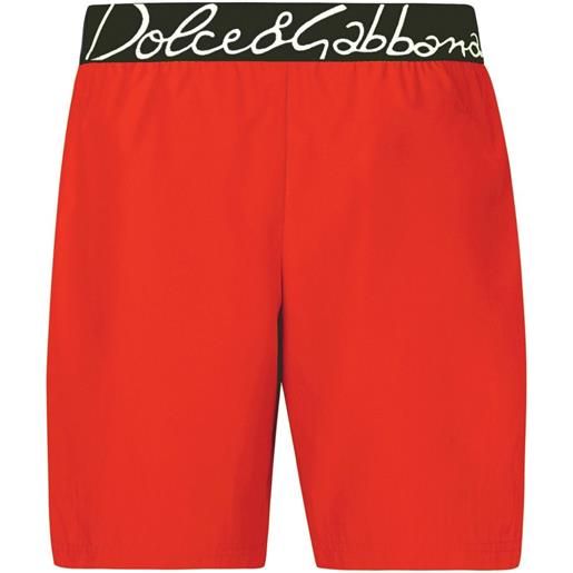 Dolce & Gabbana costume da bagno con banda logo - rosso