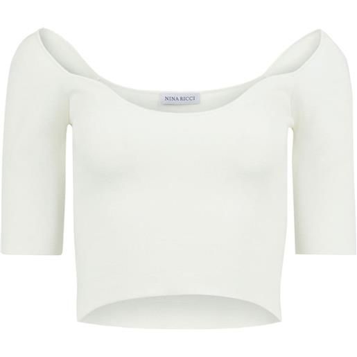 Nina Ricci top crop con scollo a cuore - bianco