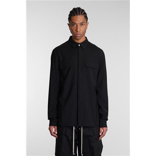 Rick Owens giacca casual outershirt in lana nera