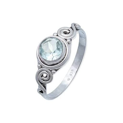 mantraroma anello argento 925 con pietre preziose topazio pietra blu argento sterling da donna in vero argento (mrg-115-62-(54))
