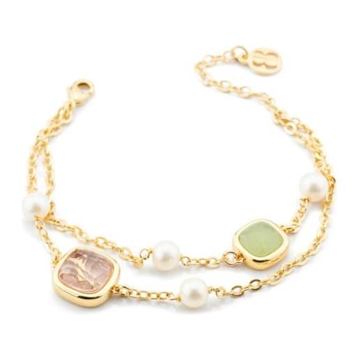 Boccadamo xb1013d bracciale placcato oro giallo con cristalli ametista verde e ametista viola e perle naturali