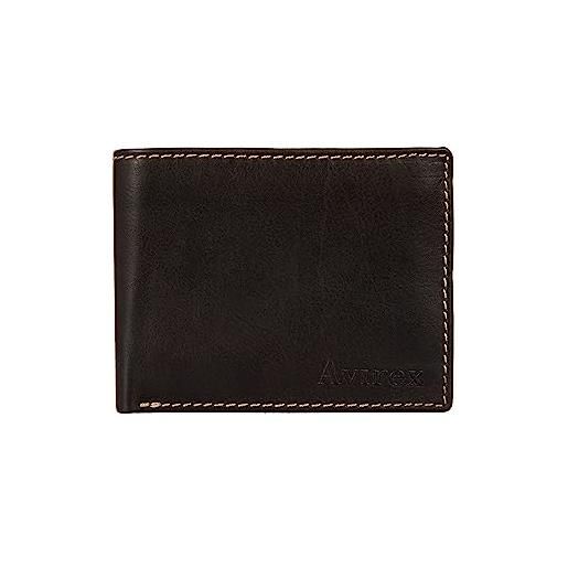 Avirex collezione austin, portafoglio con portamonete in morbida pelle, da uomo, colore: marrone